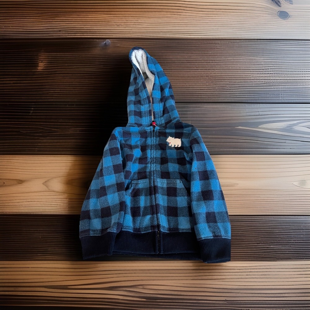 Just One You by Carters Kids Blue Buffalo Plaid Fleece Sherpa Hood Jacket 18M